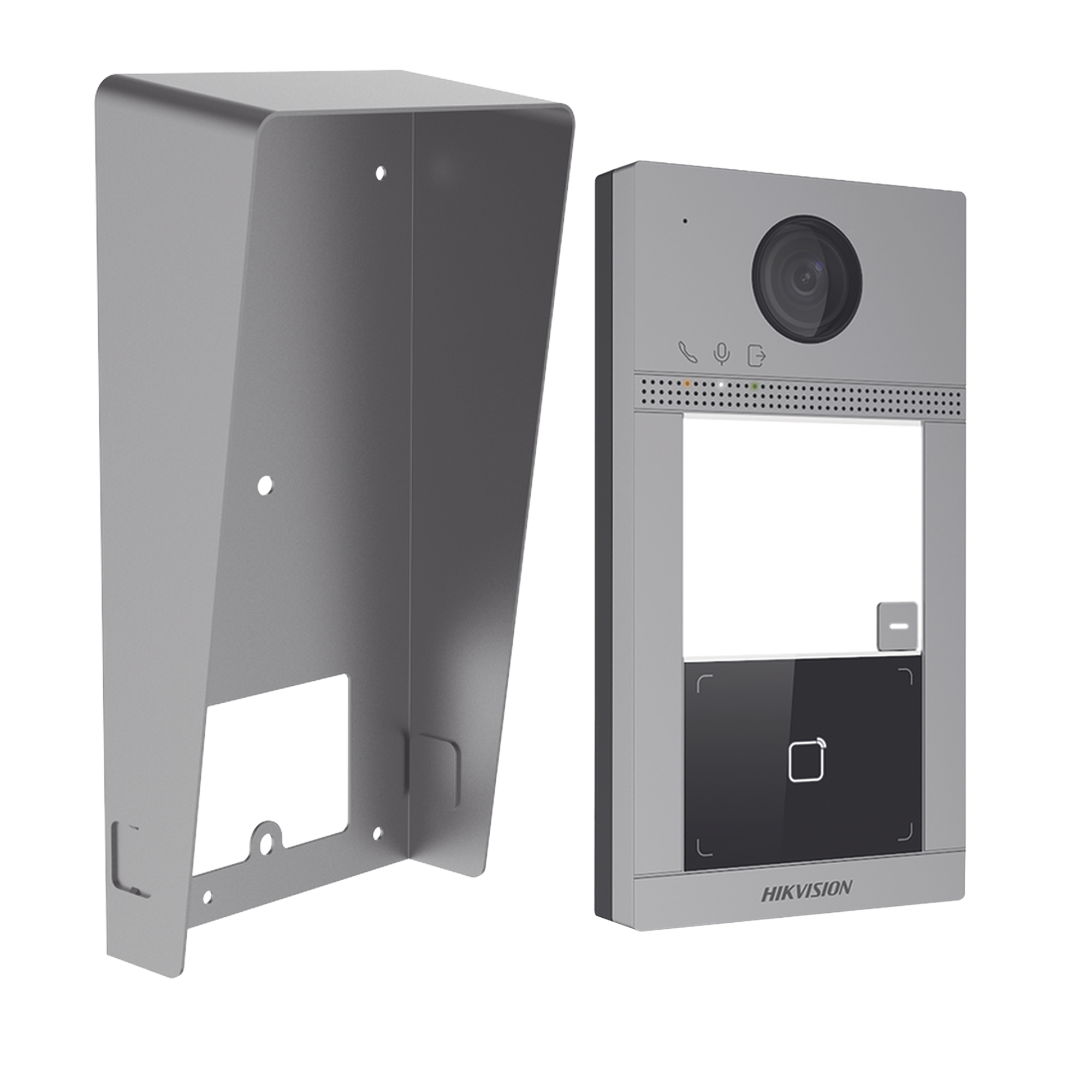 HIKVISION DS-KV8113-WME1(C)/IK Kit Videoportero + Carcasa protectora IP 2 Megapixel, Llamada y Apertura Remota desde App Hik-Connect, PoE, Exterior IP65 + Antivandalico IK08, 1 Departamento, Apertura con Tarjeta, Soporta 2 Puertas y hasta 6 Monitore