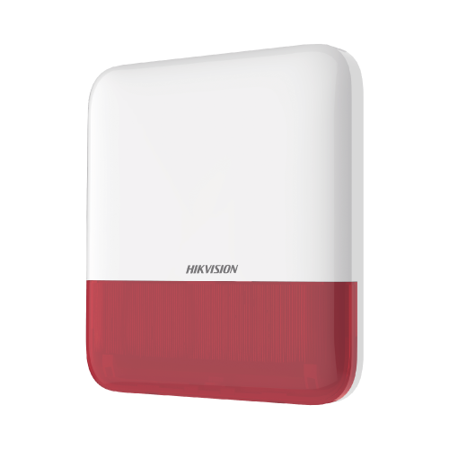 HIKVISION DS-PS1-E-WB/R (AX PRO) Sirena Inalámbrica con Estrobo Rojo para Exterior IP65, 110 dB