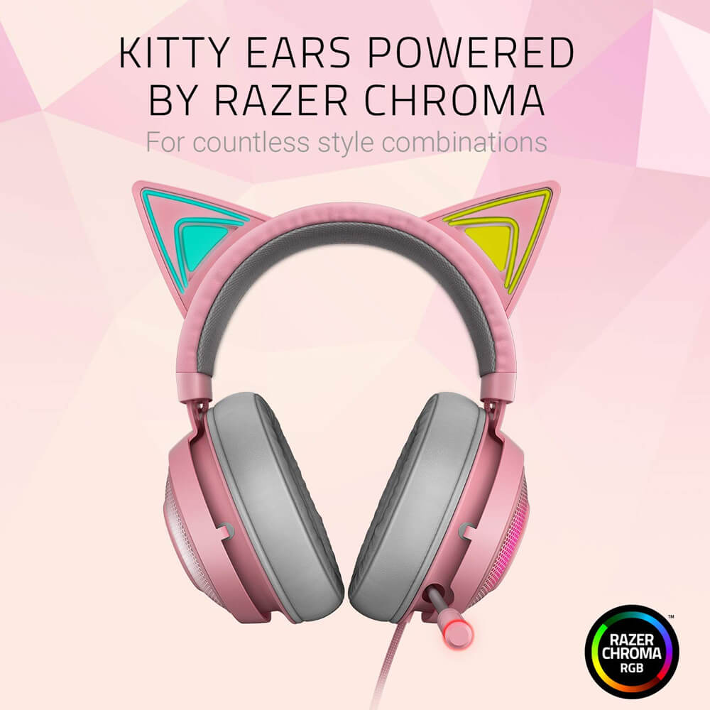 Diadema Gamer Razer Kraken Kitty Quartz Edition, RGB Razer Chroma, 7.1Canales THX Certified, RZ04-02980200-R3M1 - Image 2