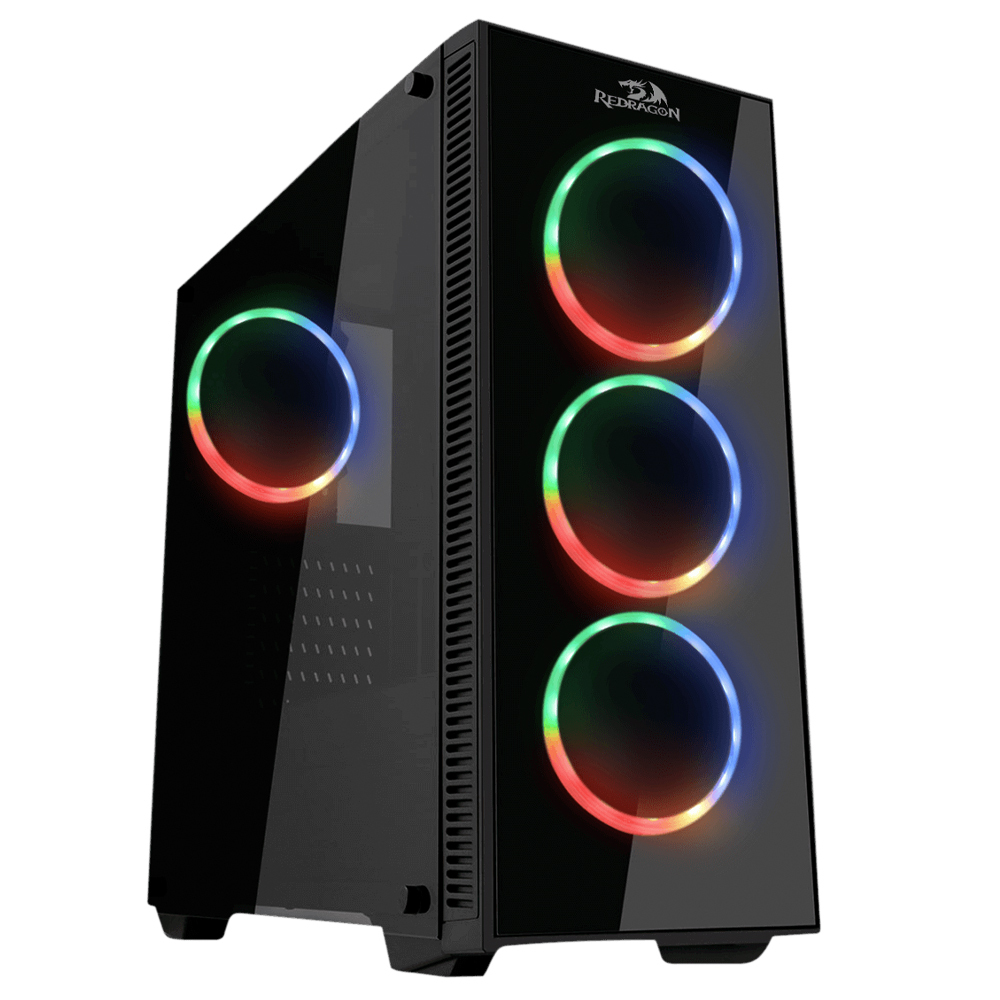 Gabinete Gamer Redragon SIDESWIPE V3/ ATX, USB 3.0, Ventana Lateral, Led Multicolor, Incluye 4 ventiladores RGB