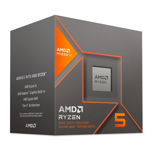 Procesador AMD RYZEN 5 8500G, 5.0 GHZ, 6 Núcleos, Socket AM5, AMD Radeon 740M Graphics, 8000 Series, 100-100000931BOX, Kaspersky Plus