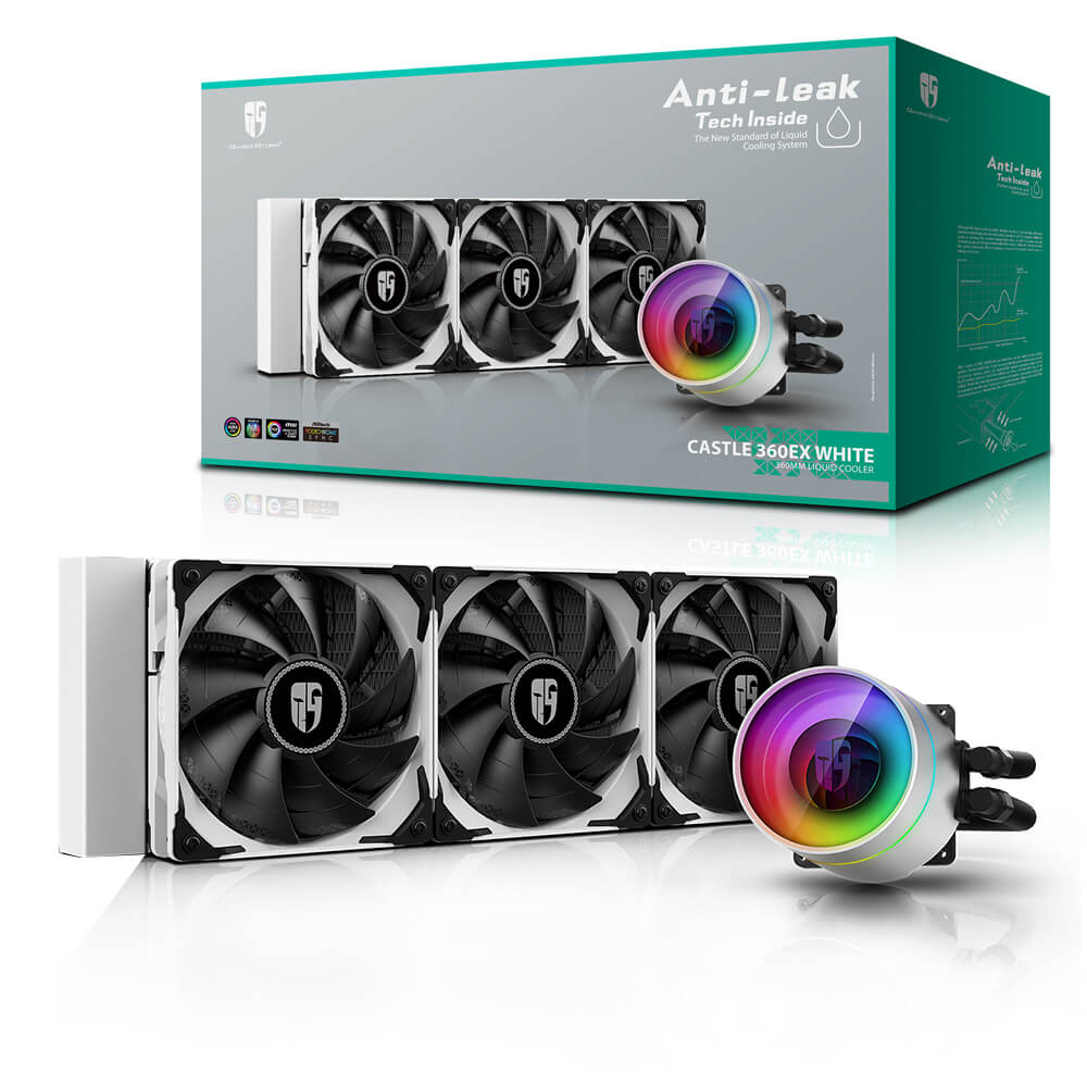 Sistema de Enfriamiento Liquido AIO Deepcool Castle 360EX White RGB - 120mm X3 Intel y Amd (Listo para LGA1200 y TRX4) Aura Sync, RGB Fusión etc., DP-GS-H12W-CSL360EXWH