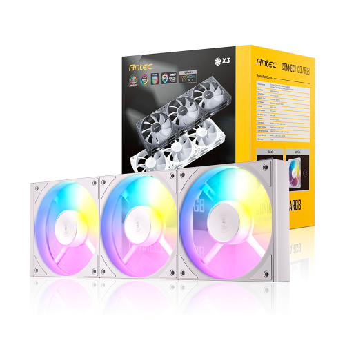 Kit 3 Ventiladores Antec Connect 120 ARGB, Sencilla Instalación, Ventilador PWM ARGB, Blanco, C120 ARGB WHITE_3PK