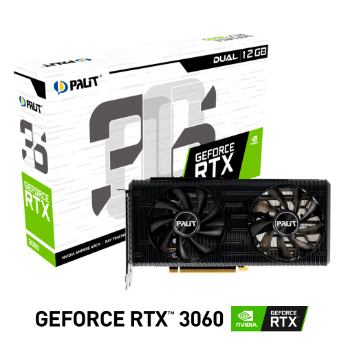 Tarjeta de Video Nvidia GeForce RTX 3060, 12GB GDDR6, Palit Dual LHR/ NE63060019K9-190A, 1 AÑO DE GARANTIA NACIONAL