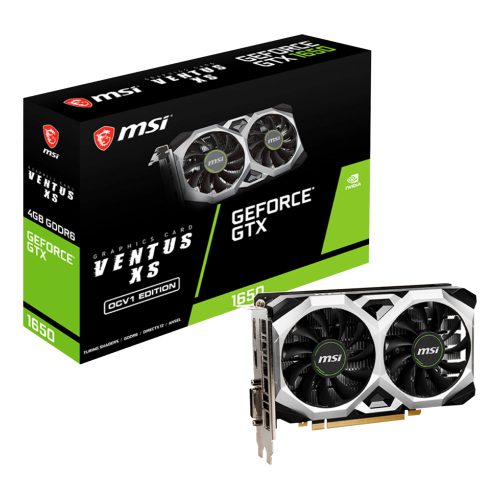 Tarjeta de video NVIDIA GeForce GTX 1650 4GB GDDR6, MSI D6 VENTUS XS OCV1, HDMI, DP, 912-V809-3616, 3 AÑOS DE GARANTIA NACIONAL