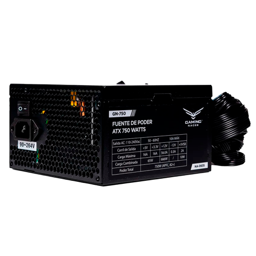 Fuente de Poder Naceb NA-0635, 750W, 80+ Bronze, 24-pin ATX, 120mm, NA-0635