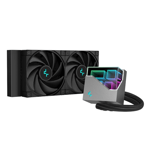 Enf. Líquido DeepCool LT520 Black, 240mm 4ª Generación bomba de doble cámara 3100RPM, Infinity Mirror ARGB Block, 280w TDP AIO Cooler, AMD AM4/AM5 LGA 1700/1200, R-LT520-BKAMNF-G-1