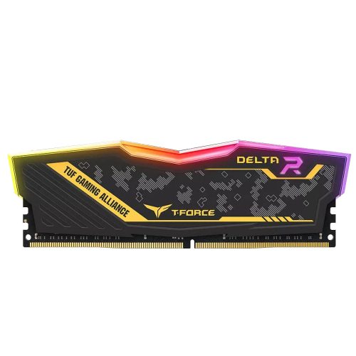 Memoria RAM 8GB DDR4 TeamGroup T-Force Delta RGB TUF Alliance 3200Mhz, Single 1x8GB, Negra-Amarillo, TF9D48G3200HC16C01 /MAX. 1 X CLIENTE