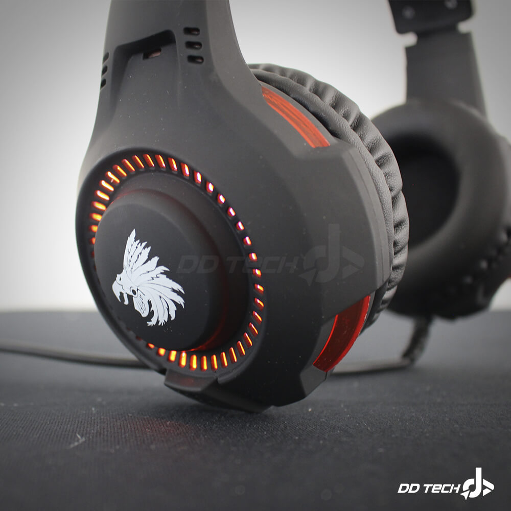 Diadema Gamer Eagle Warrior ECHO Roja, Microfono, Jack 3.5mm x2 - Image 4