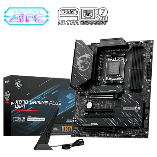 Tarjeta Madre MSI X870 GAMING PLUS WIFI, ATX, AM5, AMD X870, Up to 128GB DDR5, HDMI/DP, X870 GAMING PLUS WIFI