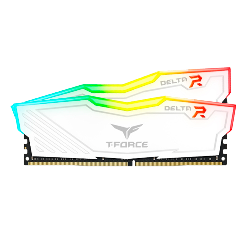 Kit Memoria RAM Team Group T-Force Delta RGB White, DDR4, 3200MHz, 16GB (2x8GB) Non-ECC, CL16, XMP, TF4D416G3200HC16FDC01 /MAX. 1 X CLIENTE