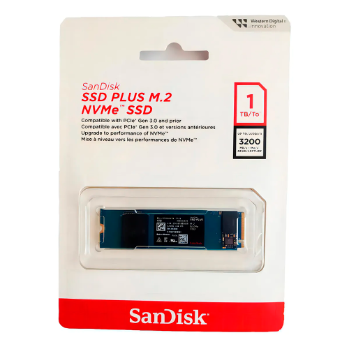Unidad de Estado Sólido SSD SanDisk Plus NVMe, 1TB, PCI Express 3.0, M.2, SDSSDA3N-1T00-G26/ PAYPALFEST /MAX. 1 X CLIENTE