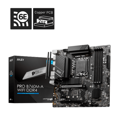 Tarjeta Madre MSI Micro-ATX PRO B760M-A WIFI DDR4, Socket 1700, Intel B760, HDMI, 128GB DDR4, PRO B760M-A WIFI DDR4