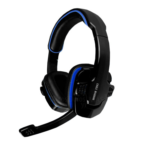 Diadema Gamer Eagle Warrior HS-501 Azul Microfono Alambrica Estereo 2x3.5mm