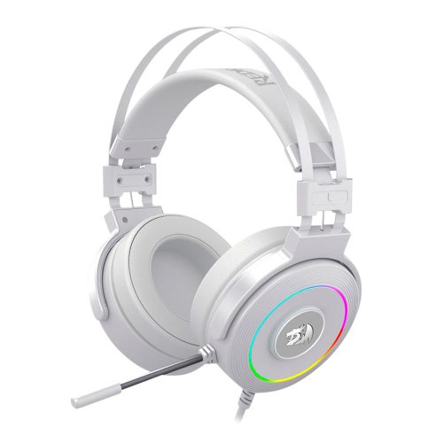 Diadema Gamer Redragon H320 LAMIA 2 RGB, White, Microfono, USB, 7.1 Canales, Base incluida