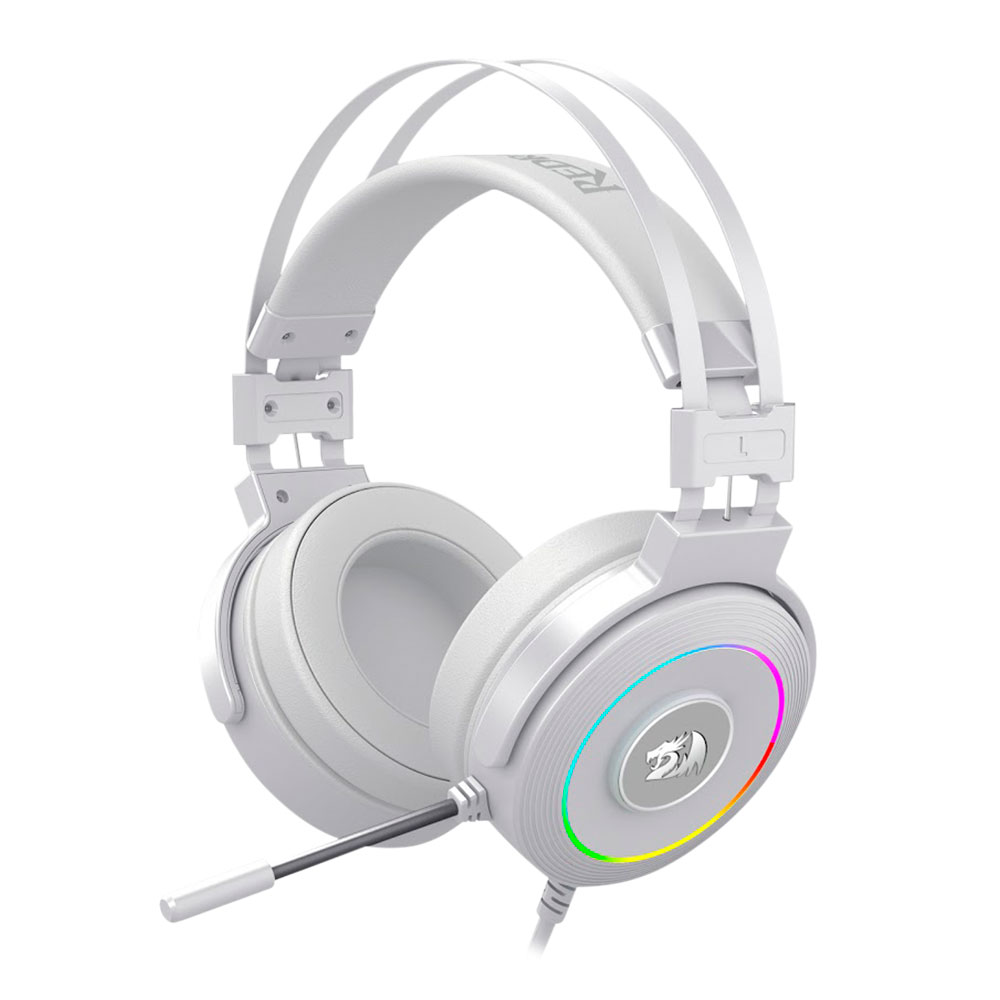 Diadema Gamer Redragon H320 LAMIA 2 RGB, White, Microfono, USB, 7.1 Canales, Base incluida