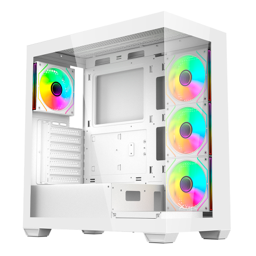 Gabinete Gamer Xzeal XZEAL YRDEN XZ-140, 4 Ventiladores ARGB Incluidos, ATX, USB 3.0, Panel Lateral y Frontal de Cristal Templado, Blanco, XZCGB08W
