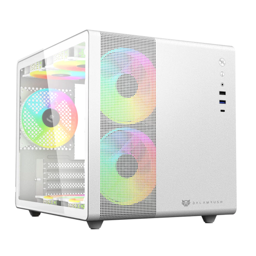 Gabinete Balam Rush Tank Mini GI930, Mini-Tower, ITX/Mini-ATX, USB 3.0, 3 Ventiladores ARGB Instalados, Blanco, BR-936040