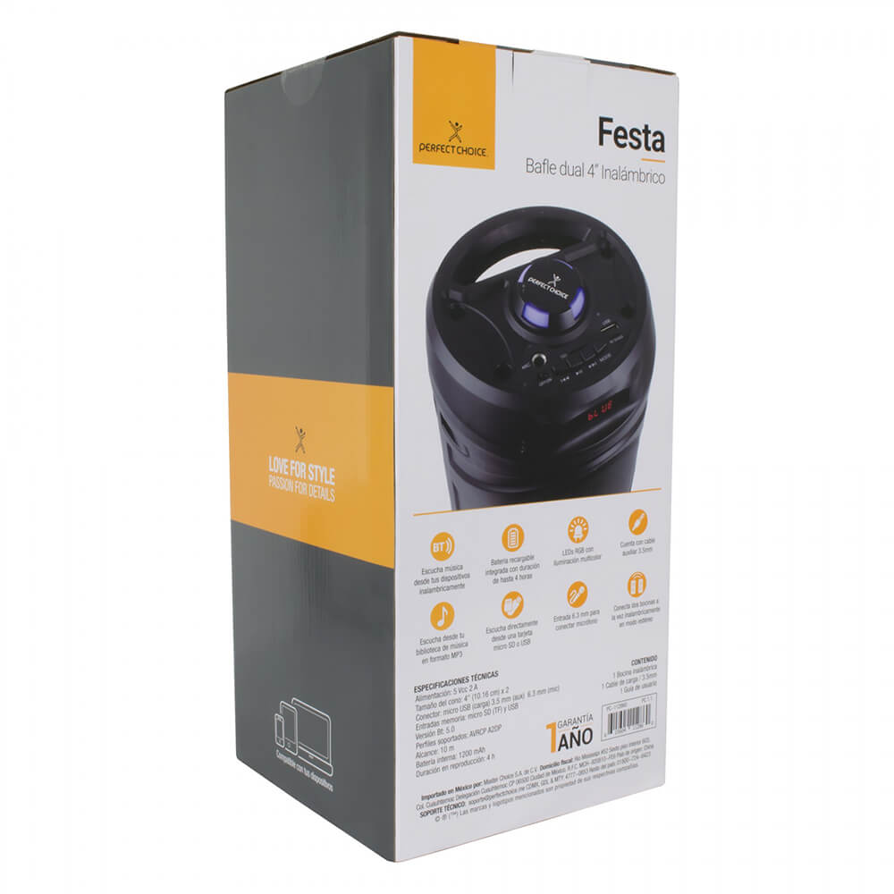 Bocina Bluetooth Portable Perfect Choice Bafle Dual Festa, PC-112860 - Image 5