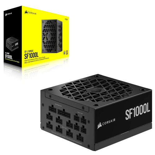 Fuente de Poder Corsair SF1000L, 1000W 80+ GOLD, RECERTIFICADA, SFX, Modular, Compatible con ATX 3.0 y PCIe 5.0, Modo RPM Cero, Negro, CP-9020246-NA/RF
