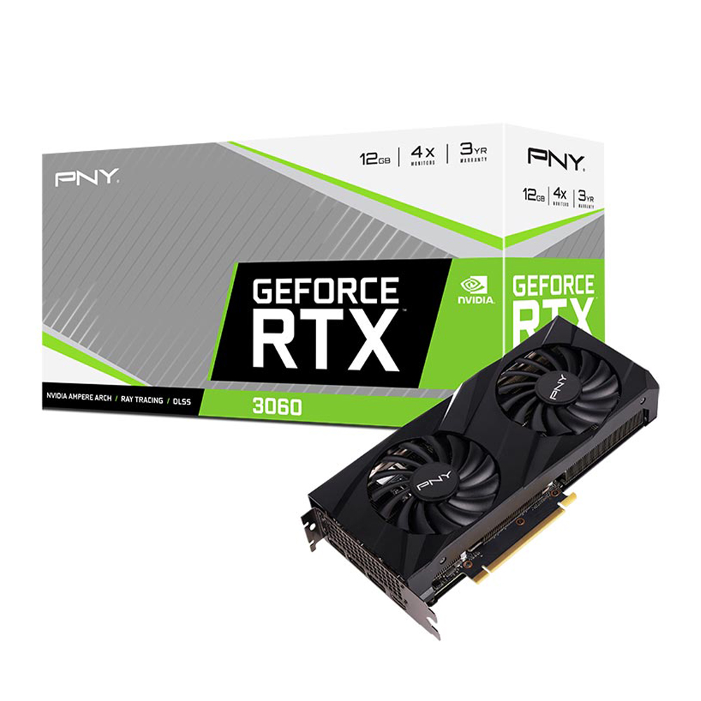 Tarjeta de Video Nvidia GeForce RTX 3060, VGA PNY VERTO DUAL FAN 12GB, VCG306012DFBPB1, 2 AÑOS DE GARANTIA NACIONAL