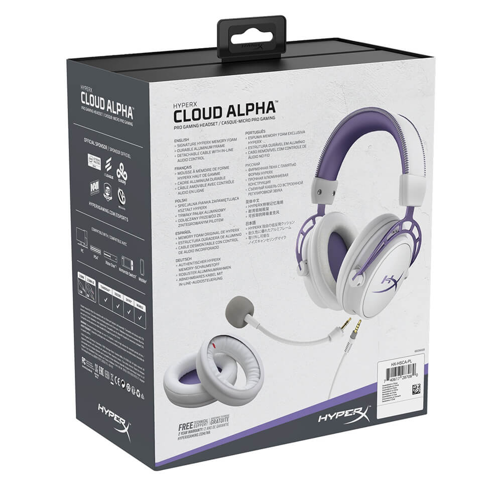 Diadema HyperX Cloud Alpha con Microfono Alambrica Estereo Blanca Morado 1x3.5mm o 2x3.5mm, PC, LAP, CONSOLAS, SMARTPHONE HX-HSCA-PL - Image 7