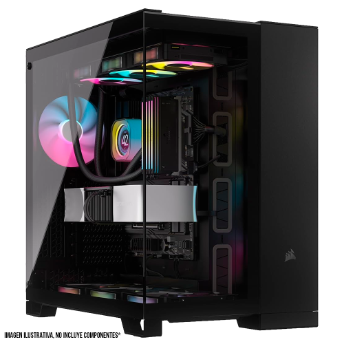 Gabinete Corsair 6500X RGB, Mid-Tower, Doble Cámara, Cristal Templado panorámico, Compatible con placas madre de conexión inversa, Incluye 3 Ventiladores RGB, Negro, CC-9011269-WW