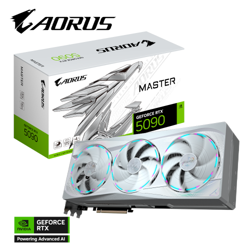 Tarjeta de Video GIGABYTE GeForce RTX 5090 AORUS MASTER OC Edition, 32GB GDDR7, 512-bit, PCI Express 5.0, DisplayPort x3, HDMI x1, GV-N5090AORUSM ICE-32GD, RTXS50