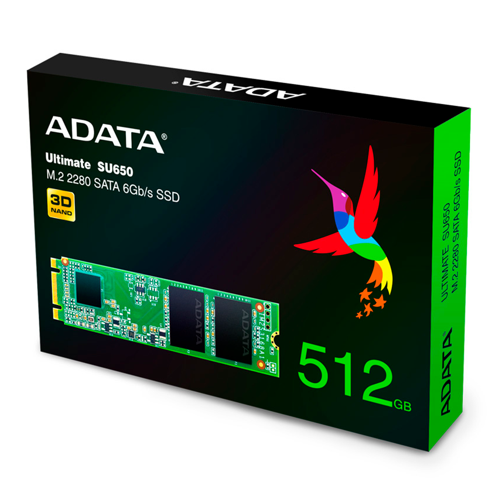 Unidad de Estado Sólido SSD Adata Ultimate SU650 3D TLC, 512GB, M.2, 510 MB/s Escritura, 550MB/s Lectura, SATA III, ASU650NS38-512GT-C /MAX. 1 X CLIENTE