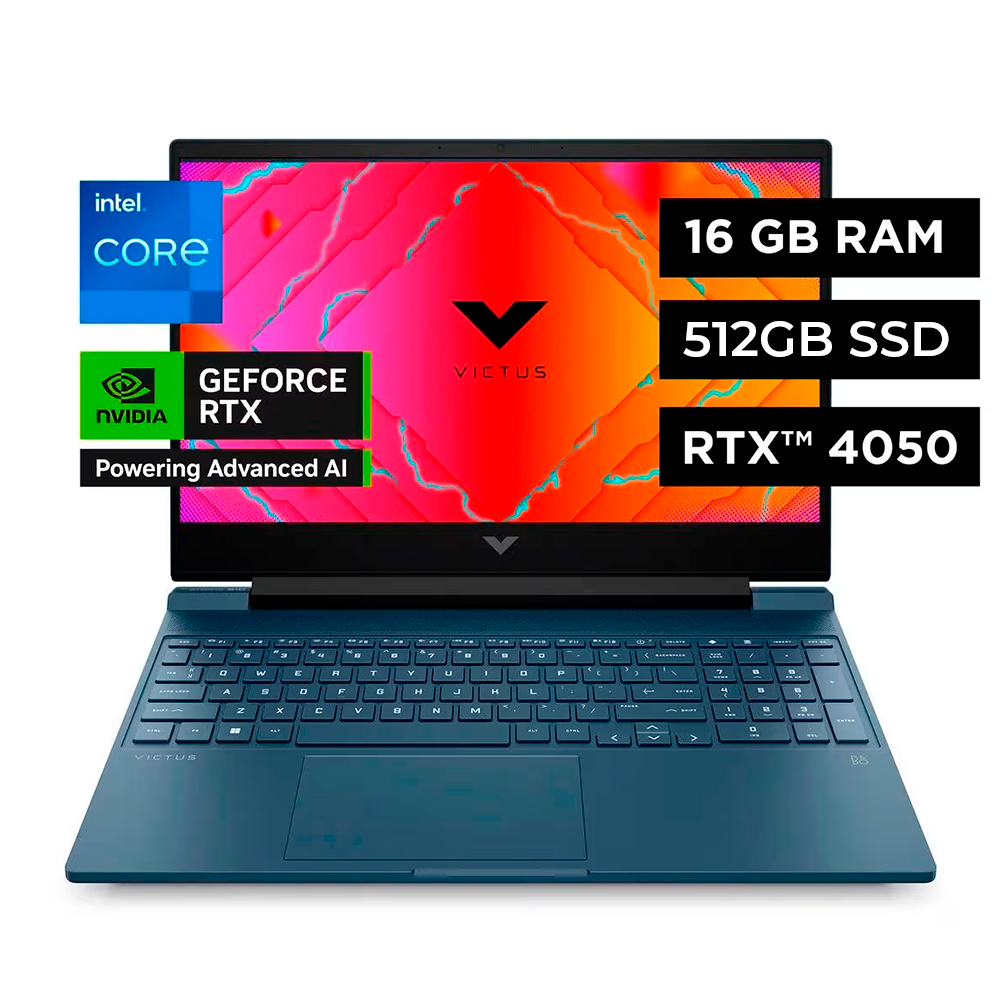 Laptop Gamer HP Victus 15-FA1082WM, NVIDIA GeForce RTX 4050, Intel Core i5-13420H, 15.6, FHD (1080x1920), 144Hz, 16GB RAM DDR4, 512GB SSD, 15-FA1082WM