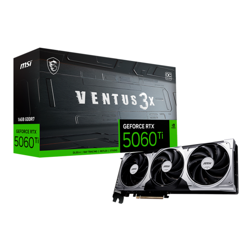 Tarjeta de Video MSI NVIDIA GeForce RTX 5060 Ti VENTUS 3X OC, 16GB 128-bit GDDR7, PCI Express x16 5.0, 912-V812-078/ NAVIDAD