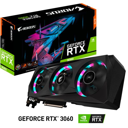 Tarjeta de Video Nvidia GeForce RTX 3060 12GB, Aorus Elite/ GV-N3060AORUS-E-12GD, 3 AÑOS DE GARANTIA NACIONAL