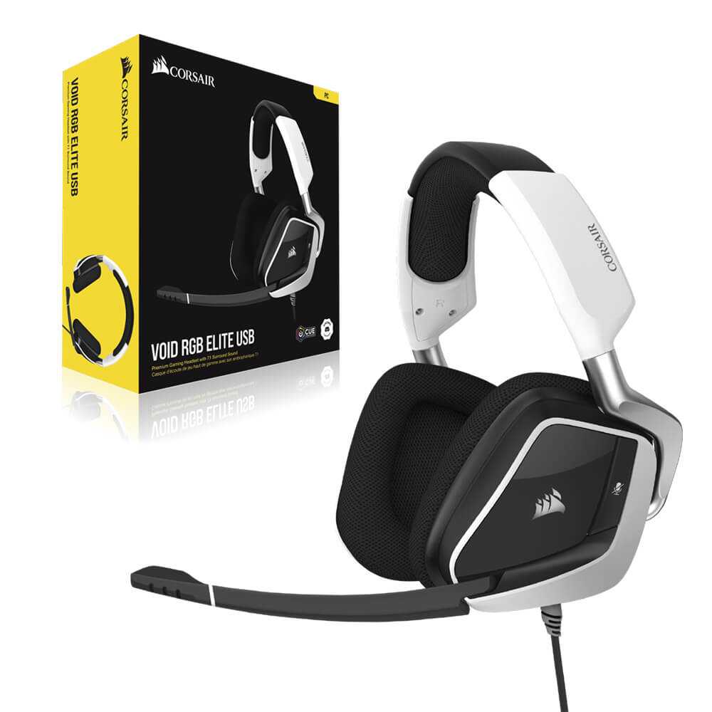 Diadema Corsair Void RGB Elite USB White con Microfono USB 7.1 Canales CA-9011204-NA