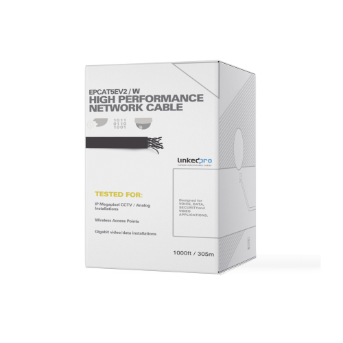 LINKEDPRO BY EPCOM EP-CAT-5E-V2/W Bobina de 305 m (1000 ft) Cat5e, aleación de cobre y aluminio ( CCA ) color blanco, uso interior