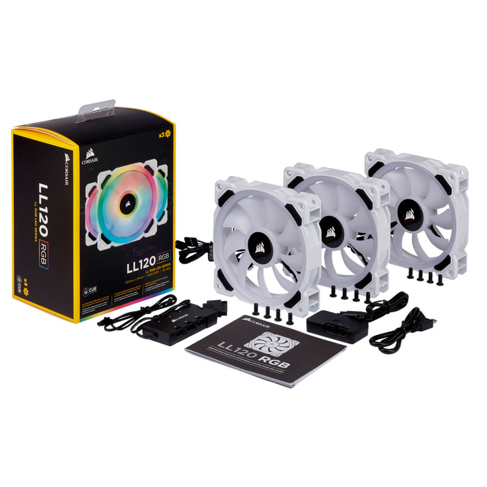 Kit de 3 Ventiladores para Gabinete 120mm con Luz Led RGB Corsair LL120 White - CO-9050092-WW - Image 6