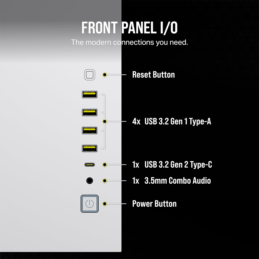 Gabinete Corsair 6500D Airflow, ATX Mid-Tower, Sin Ventiladores Incluidos, Diseño de Doble Cámara, Amplia Flexibilidad de Refrigeración, Compatible con Tarjetas Madre ASUS BTF - MSI Project Zero, Blanco, CC-9011260-WW - Image 7
