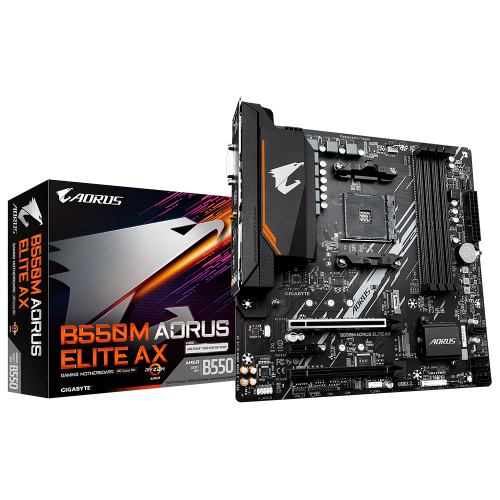 Tarjeta Madre Gigabyte B550M AORUS Elite AX, Socket AM4, AMD B550, Micro ATX, DDR4, AMD Ryzen 5000, B550M AORUS ELITE AX