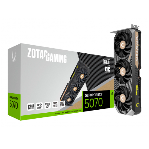 Tarjeta de Video ZOTAC NVIDIA GeForce RTX 5070 SOLID OC Edition, 12GB 192-bit GDDR7, PCI Express 5.0, ZT-B50700J-10P