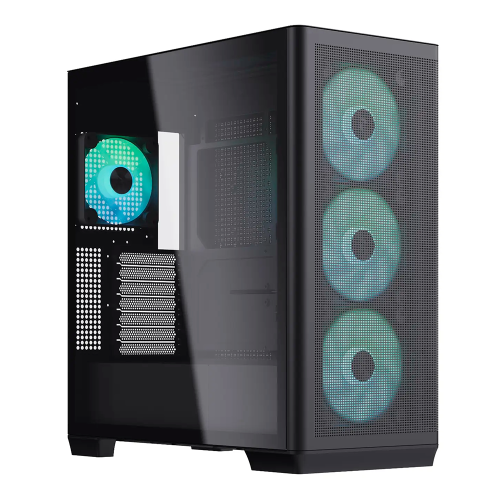 Gabinete Aerocool APNX, Cristal Templado, Midi-Tower, Incluye Controlador de Control PWM ARGB, Black, 4 Fans, C1-BK-V1
