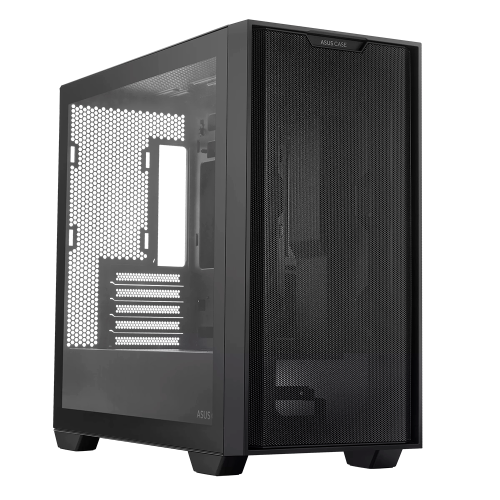 Gabinete ASUS A21 Black, Micro-ATX, Back Connect Compatible, Malla de panel frontal, Cristal Templado, A21/BLK, BTF