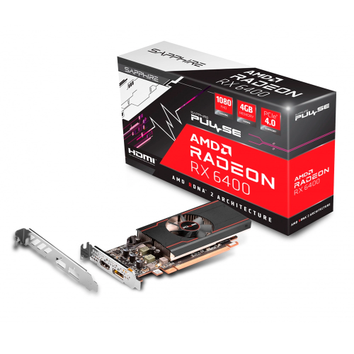 Tarjeta de Video Sapphire Pulse AMD Radeon RX 6400 Gaming, 4GB 64-bit GDDR6, PCI Express 4.0, 11315-01-20G, 1 AÑO DE GARANTIA NACIONAL /