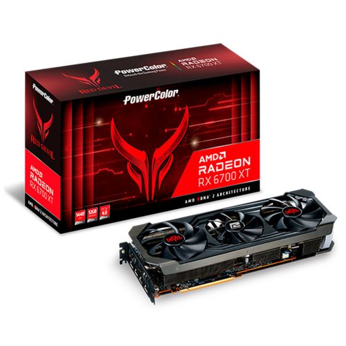 Tarjeta de video Radeon RX 6700 XT 12GB GDDR6, Power Color Red Devil, HDMI, DP, PCI-e 4.0, Nuevo Chip RDNA 2, AXRX 6700XT 12GBD6-3DHE/OC, 1 AÑO DE GARANTIA NACIONAL