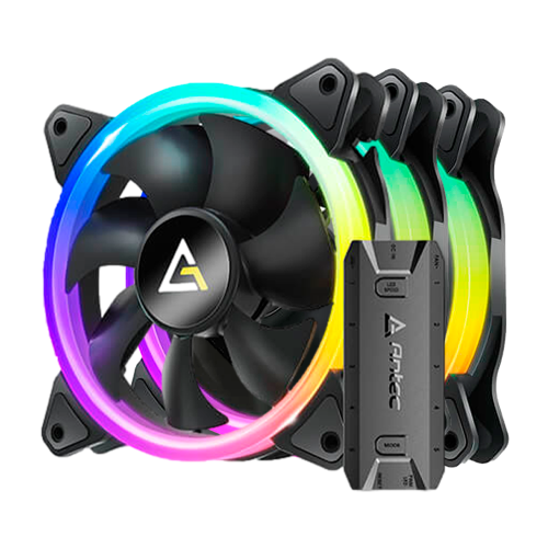 Kit de 3 Ventiladores Antec Neon 120 ARGB, 3x120mm, 800RPM-1600RPM, Negro, NEON 120 ARGB, NEON 120 ARGB_3PK