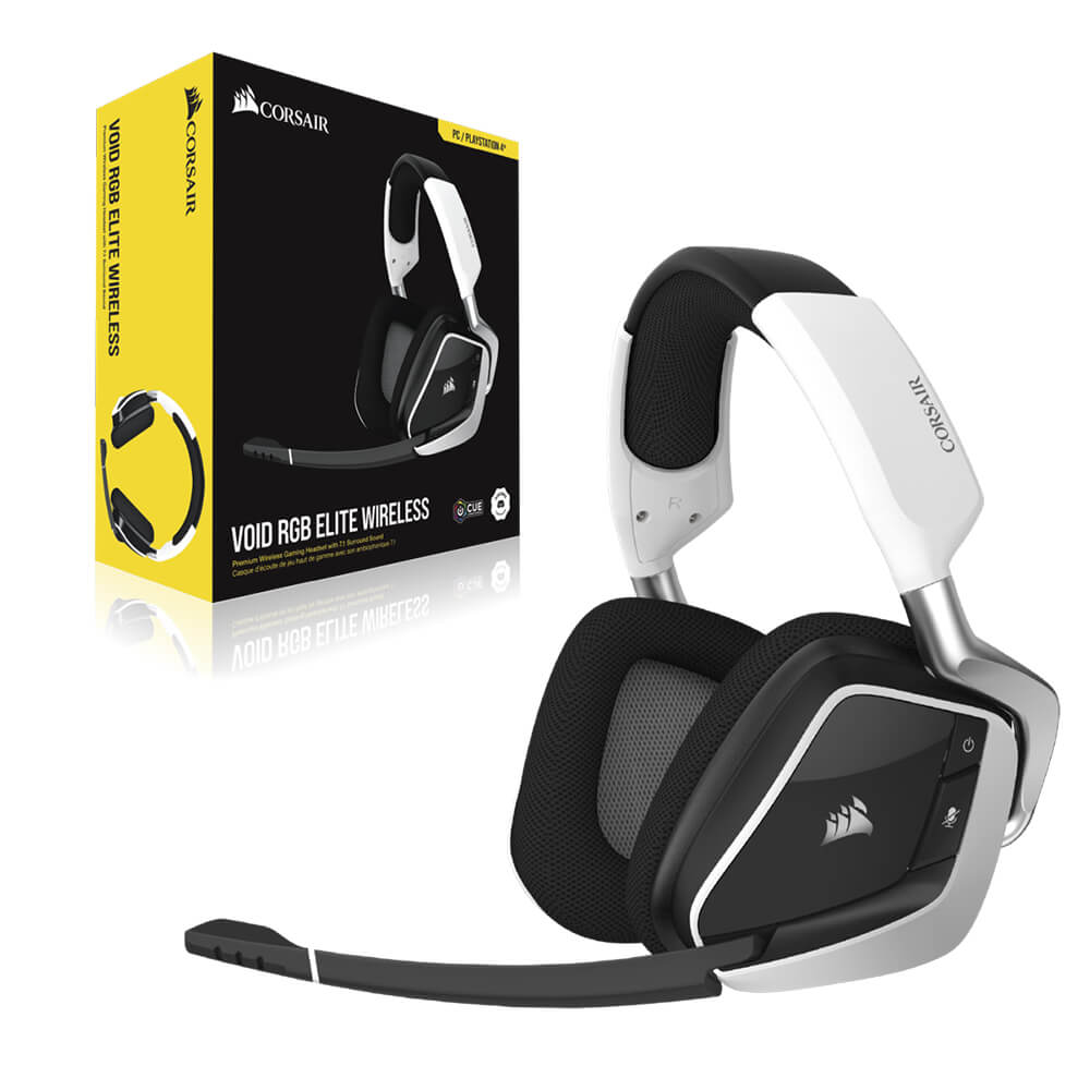 Diadema Gamer Inalambrica Corsair Void RGB Elite Wireless 7.1 Canales, White, PC, Iluminación RGB iCue, CA-9011202-NA