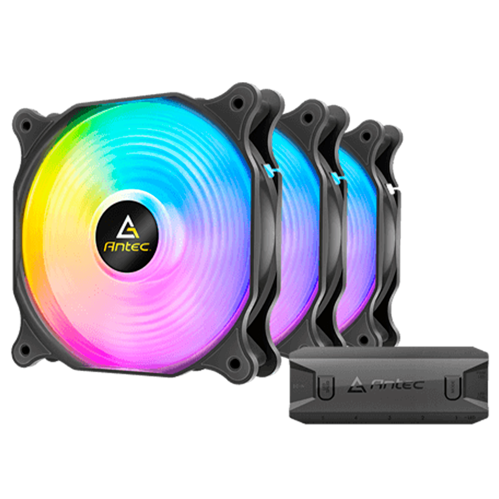Kit de Ventiladores Antec F12 RACING 120 ARGB, 120mm, 1500RPM, ARGB, Negro, F12 RACING