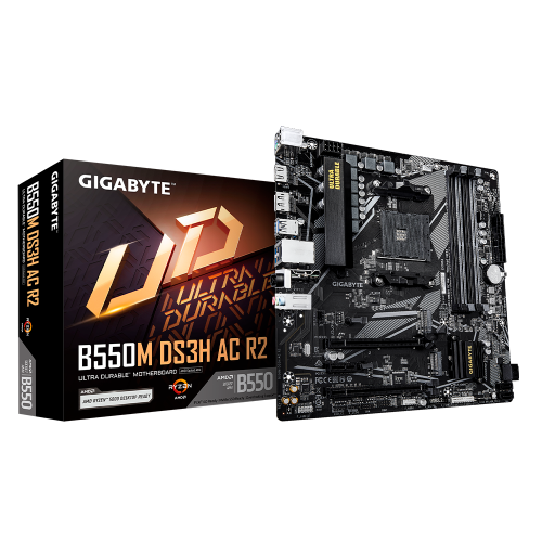 Tarjeta Madre Gigabyte B550M DS3H AC R2, Micro-ATX, AM4, AMD B550, Up to 128GB DDR4, HDMI/DP, B550M DS3H AC R2