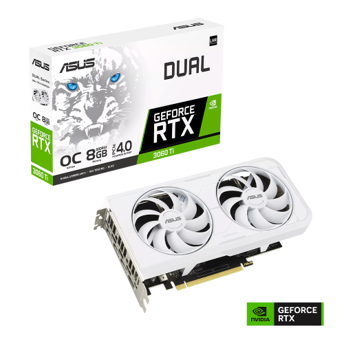 Tarjeta de Video ASUS NVIDIA Dual GeForce RTX 3060 Ti White OC, 8GB GDDR6X, PCI Express 4.0, DUAL-RTX3060TI-O8GD6X-WHITE