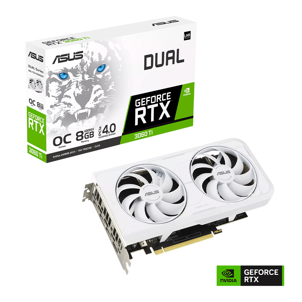 Tarjeta de Video ASUS NVIDIA Dual GeForce RTX 3060 Ti White OC, 8GB GDDR6X, PCI Express 4.0, DUAL-RTX3060TI-O8GD6X-WHITE