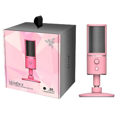 Microfono Profesional Razer Seiren X Quartz Edition, Certificado por Streamlabs, RZ19-02290300-R3M1 /