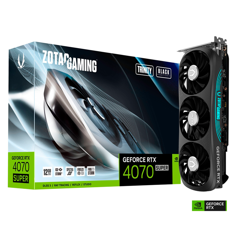 Tarjeta Video Zotac Gaming Geforce RTX 4070 SUPER TRINITY BLACK, 12GB GDDR6X, ZT-40720D-10P
